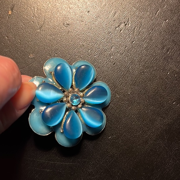 70’s Vintage Retro Blue Stone Brooch - Picture 4 of 5